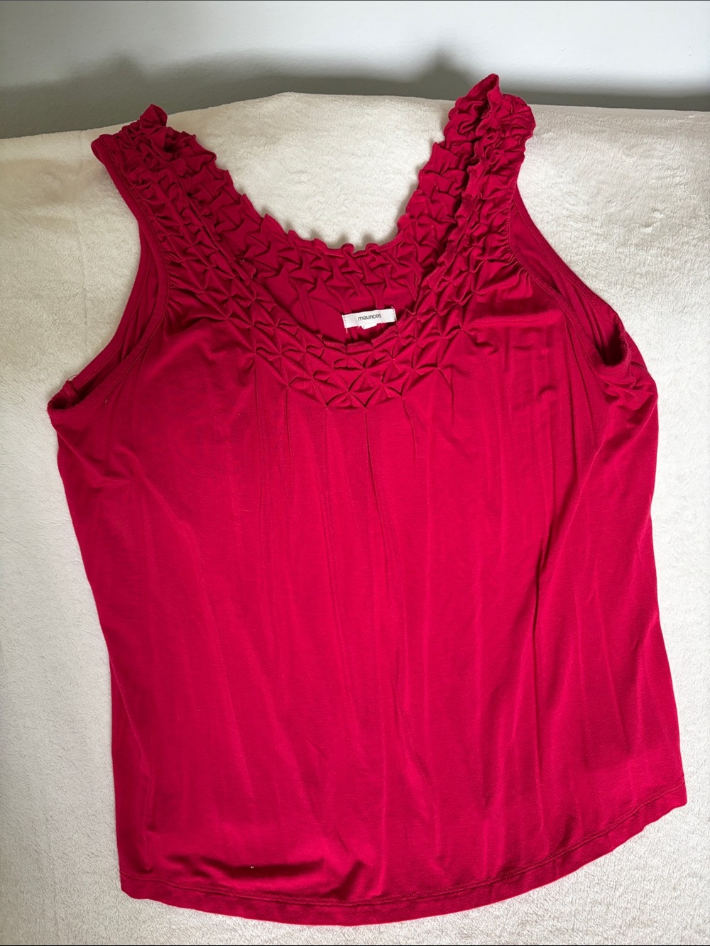 Maurices Raspberry Ruffled Scoop Neck Tank
